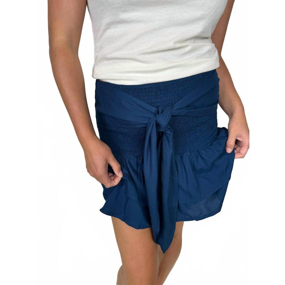 NEW ROMI THE BRAND tie short skirt in navy